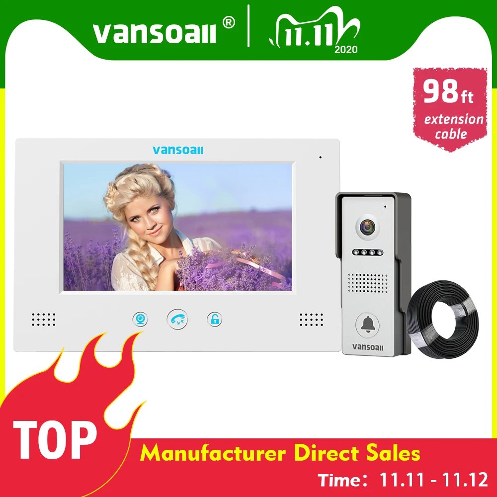 VANSOALL видеодомофон 7 ''TFT LCD проводной видео телефон двери Открытый ИК камера