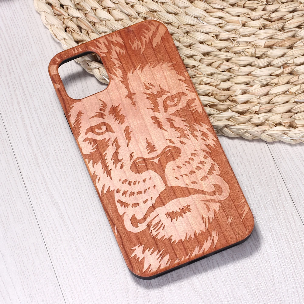Чехол для телефона из натурального дерева с изображением Льва iPhone 12 6S 6Plus 7 7Plus 8 8Plus