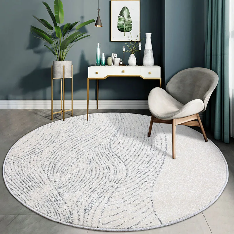 

Modern Striped Round Carpets For Living Room Home Computer Chair Floor Mat Thick Round Bedroom Rug Soft Kids Room Play Area Rugs