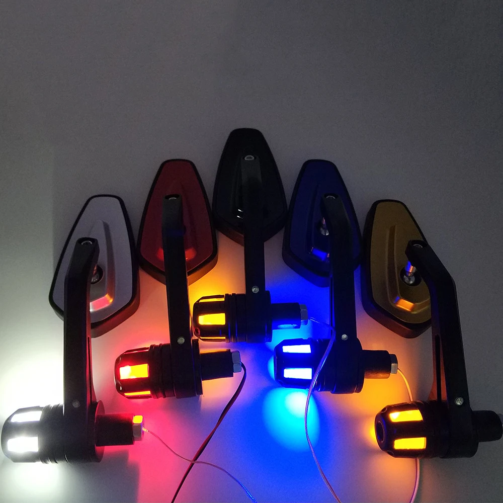 Мотоцикл боковое зеркало светодиодный рукоятка конец зеркала сигнала поворота