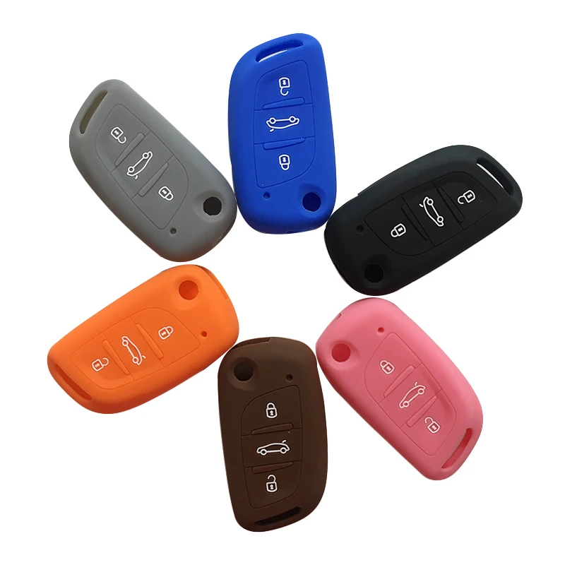 

Modified Key Cover for Peugeot 107 207 307 307S 308 407 607 Silica Gel Flip Car Remote Key Cover Case for Citroen C3 C4 C5 C6 C8