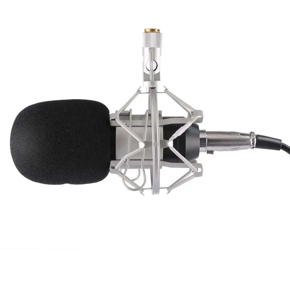 LESHP Black Durable Professional Flat Head Condenser Broadcasting Recording Microphone With 35 Bracket set &amp USB Sound Card |