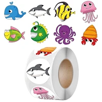 500pcsroll cartoon shark sticker for kids 8 designs whale reward sticker for birthday party gift decoration encourage sticker
