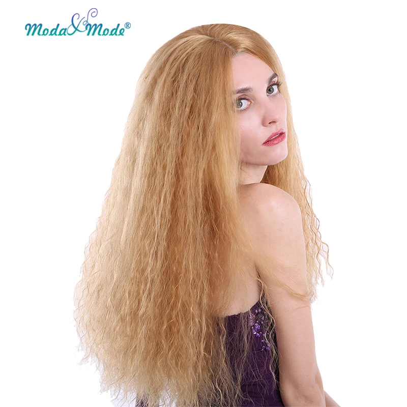 Парик из синтетического кружева Moda & Mode кудрявый парик 26 дюймов длинные светлые