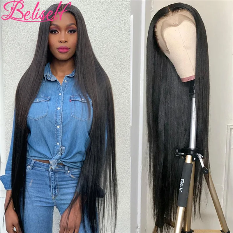 

13×4 Lace Frontal Human Hair Wigs 150 Density Brazilian Hair 30 32 36 Inch Bone Straight Lace Front Wigs For Black Woman