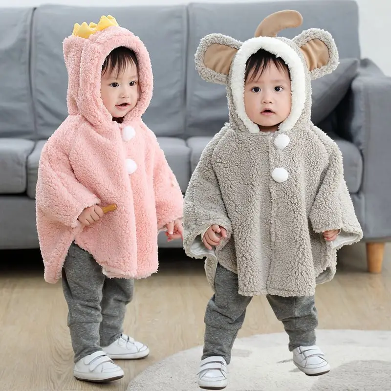 

Kids Baby Cloak Cartoon Elephant Dinosaur Hooded Clothes Super Cute Flannel Boys Girls Cape Coat Children's Suit 0-3T