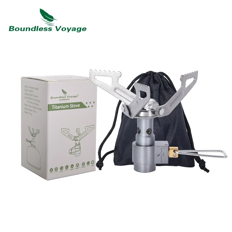 

Boundless Voyage 2700W Camping Gas Stove Portable Mini Titanium Burner Outdoor Cooking Ultralight Pocket Furnace Only 26g