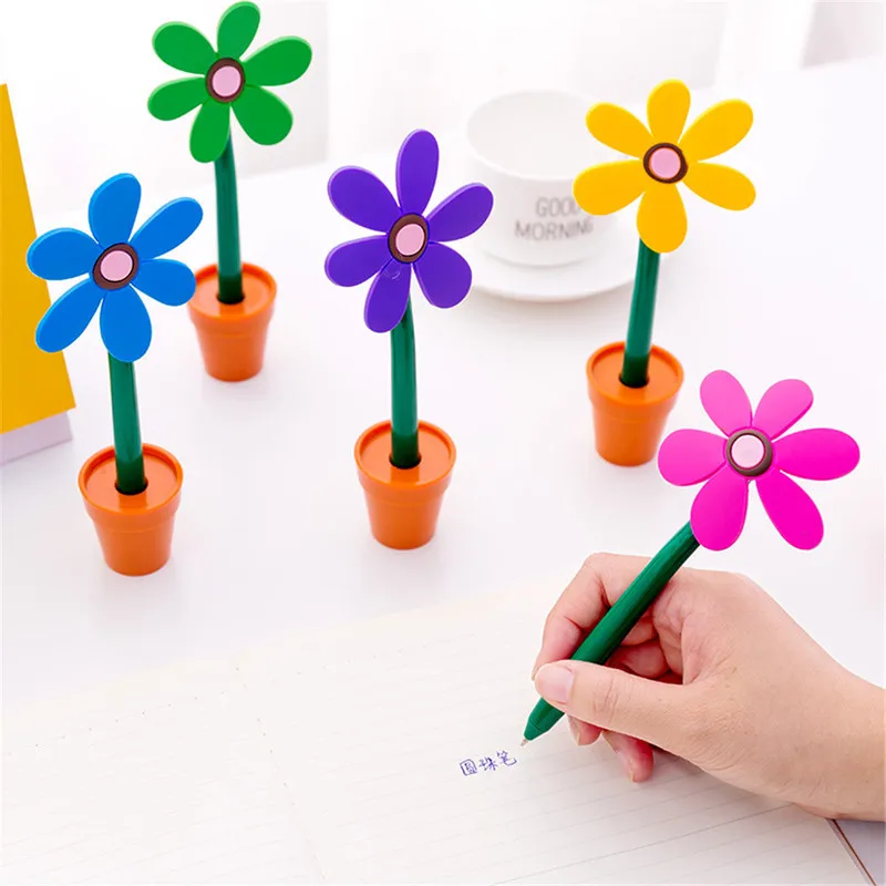 

Potted Plant Ballpoint Pen Sun Flower Stationery Pens Writing Office Supplies Decoration Kids Gifts Flowerpot Styling Lovely Pen