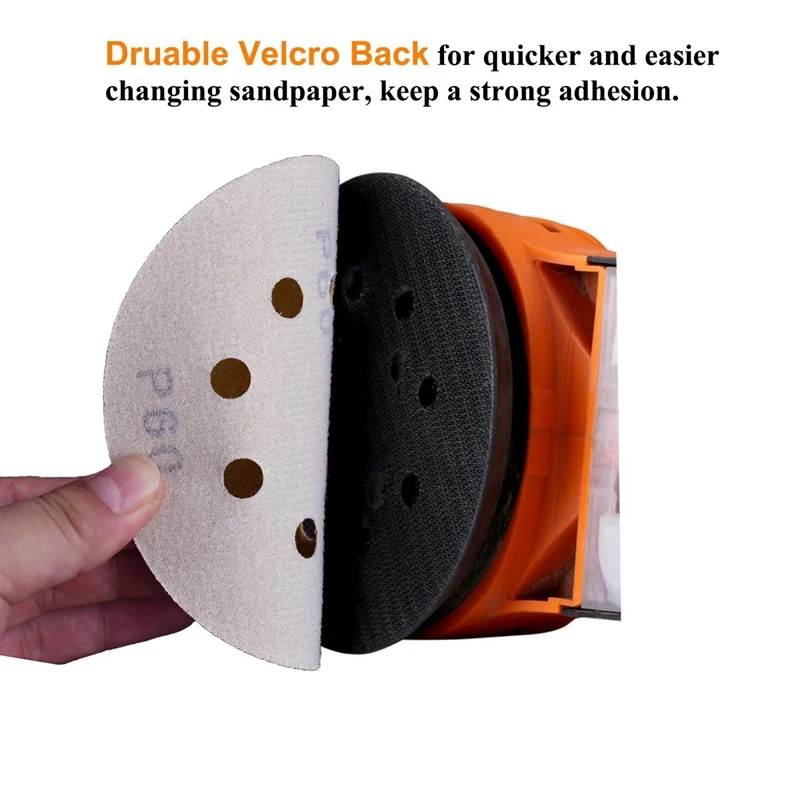 

5-Inch 8-Hole Hook and Loop Sanding Discs 60-Grit Ran Track Sandpaper, 100-Pack