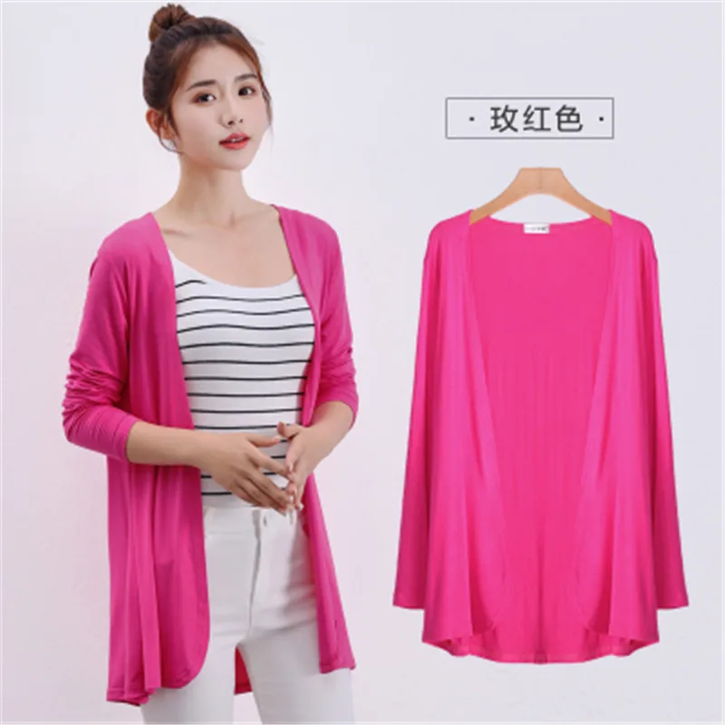 

Korean Fashion 2019 spring Summer Autumn new women's long sleeved Modal cardigan air conditioning sweater coats PZ1755
