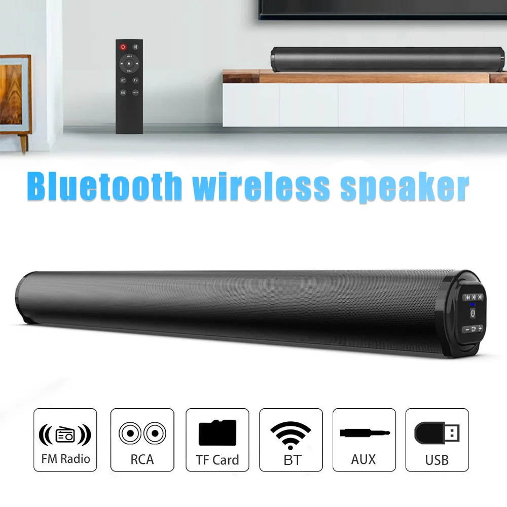 

BS-10 Bluetooth 5.0 Speaker Music Surround Stereo Soundbar Subwoofer with Remote Control TV Home Theater