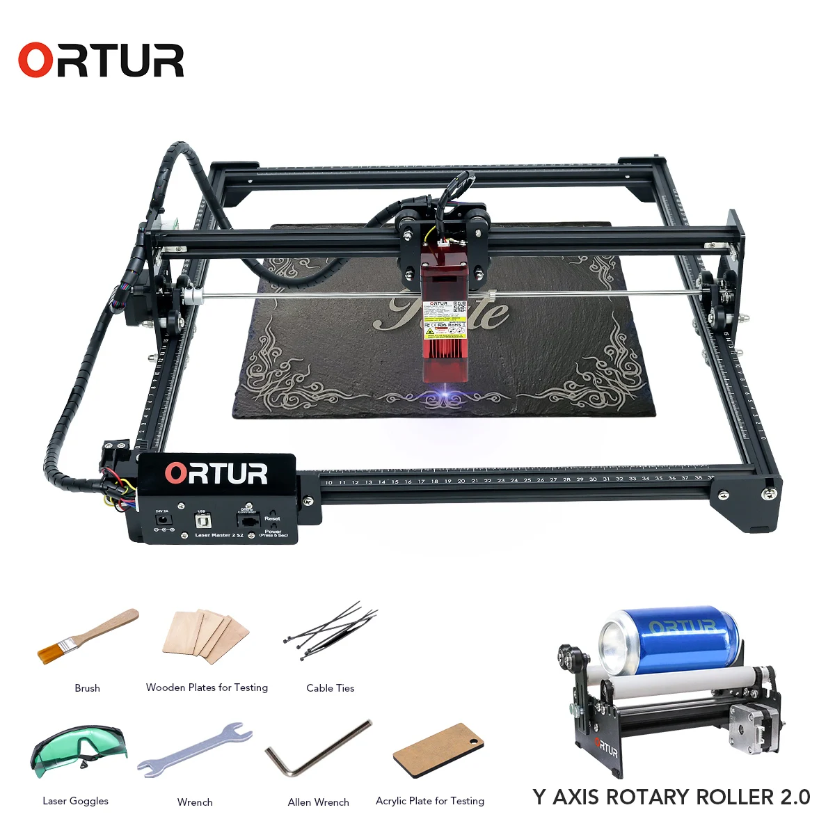 Лазерный маркировочный станок Ortur мощный Настольный лазер для работы с кожей и
