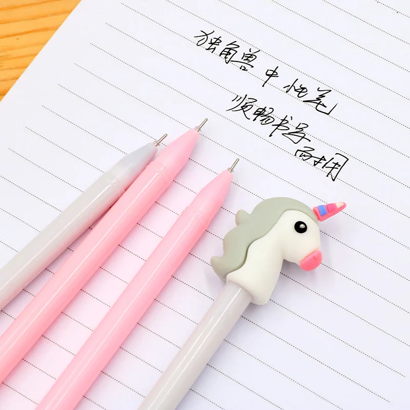 4 шт./лот Kawaii гелевая ручка с единорогом креативный Мультфильм 0,5 мм черные чернила ручки для письма милые офисные канцелярские принадлежности Школьные принадлежности
