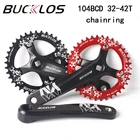 Узкая широкая цепь BUCKLOS 104 BCD, цепь для горного велосипеда, кольцо 323436384042T, круглые овальные Кривошипные детали