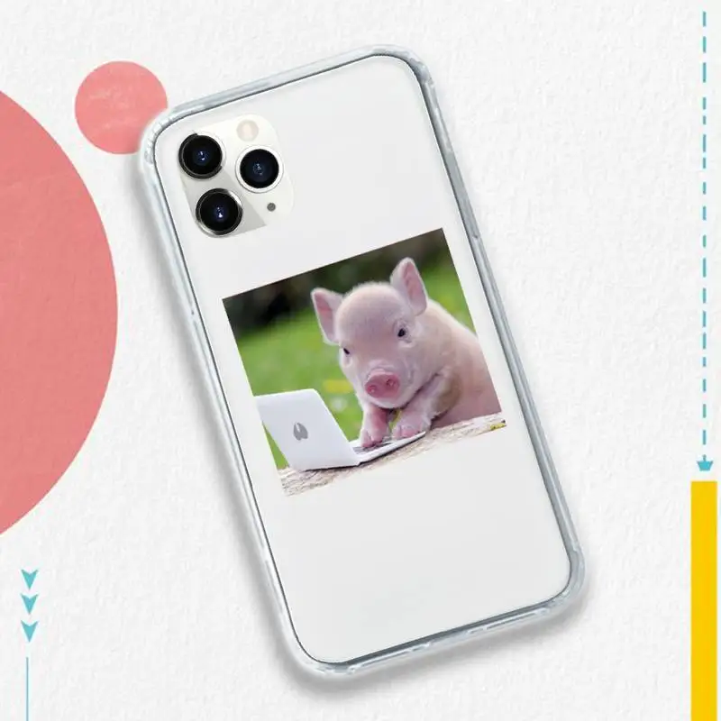 

Pet pig Cute Cartoon Phone Case Transparent soft For iphone 5 5s 5c se 6 6s 7 8 11 12 plus mini x xs xr pro max