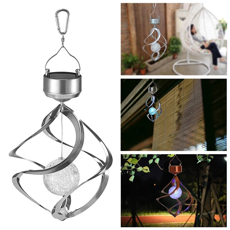 

Solar Powered Wind Chime Light LED Hanging Spinner Lamp Color Changing Home Garden Lawn Yard Patio Decoration