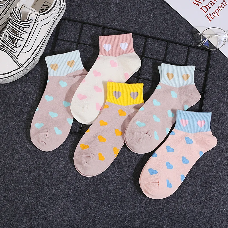 J 5 пар, женские носки, хлопковые носки с героями мультфильмов, Harajuku, женские, милые, унисекс, скейтборд, хипстер, модные, с животным принтом, короткие носки - Цвет: J