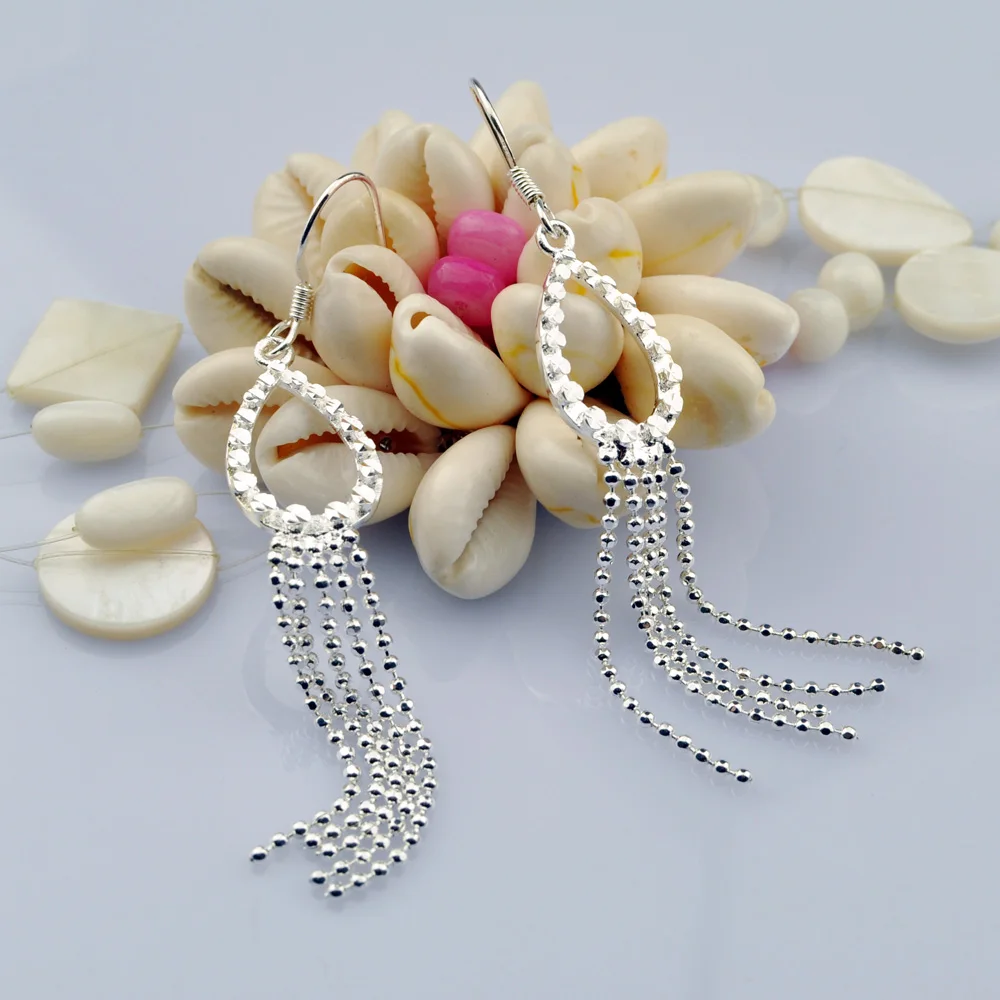 Женские серьги-подвески с кисточками из серебра 925 пробы | Украшения и аксессуары