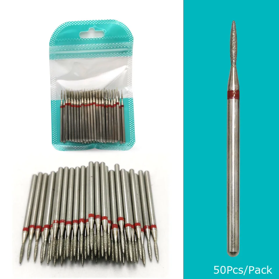 HYTOOS 50Pcs Diamond Nail Drill Bit 3/32&quot Electric Accessories Rotary Cuticle Clean Burr Manicure Cutter Mills | Красота и