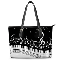 music note shoulder bag for ladies piano keyboard art print top handbags casual women tote bags fashionable bolso mujer
