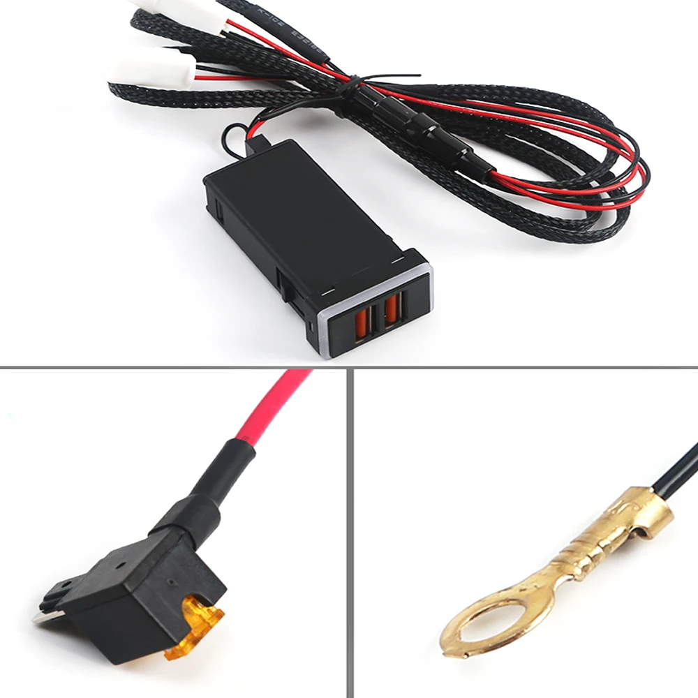 

CarManGo For Nissan Patrol Y62 Center Voltage Display Socket Refit Device Charger 12V Dual USB Splitter Power Adapter Outlet