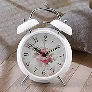 Vintage Alarm Clock Metal Twin Double Bell Number Silent Night Function | Дом и сад