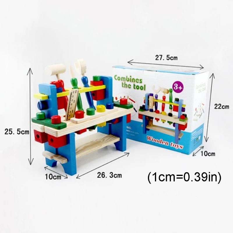 

Children Wooden Tool Table Kit Simulation DIY Assembly Tool Bench Set Boys Play House Enlightenment Interactive Puzzle Toy Kids