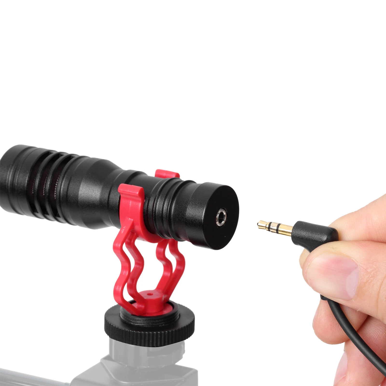 

Condenser Microphone for Live Streaming Vlog with Furry Windshield Shock-absorption Mount for Smartphone DSLR Camera Camcorder
