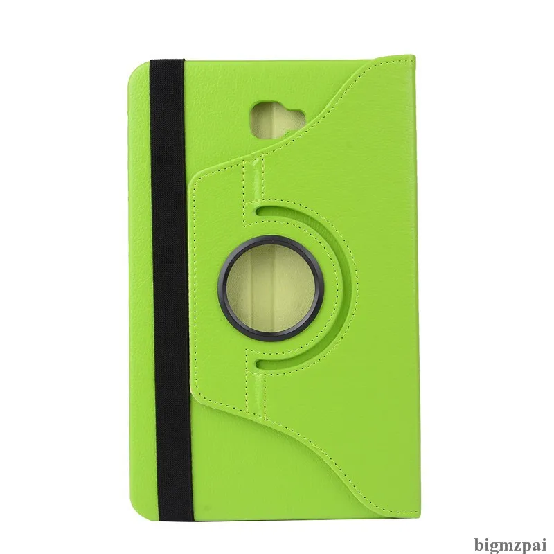 green Чехол для samsung Galaxy Tab A A6 10,1 T585 T580 T580N С Откидывающейся Крышкой из искусственной кожи, с подставкой и вращающейся на 360 Litchi, защитный чехол для планшета+ пленка - Цвет: green
