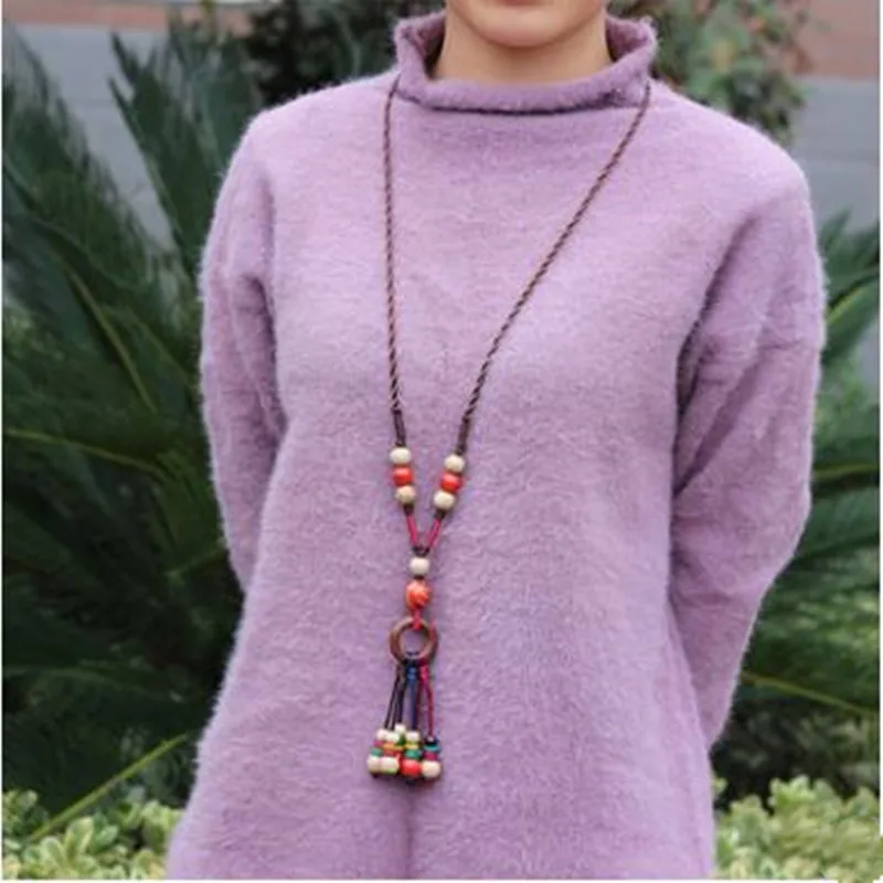 Женское осенне зимнее керамическое Модное Длинное Ожерелье с кисточками женский