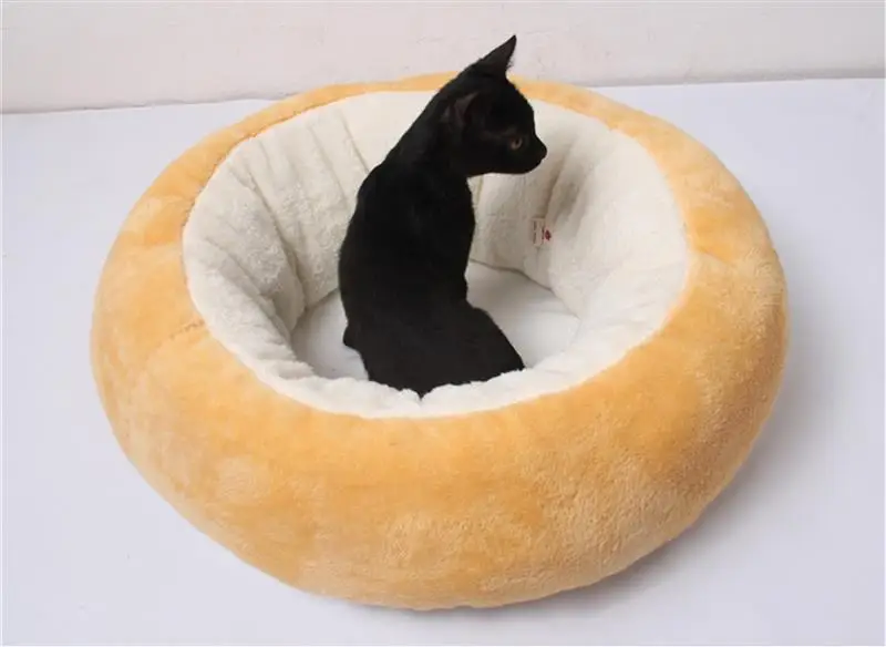 

Pet Bed Anti Skid Plush Pet Round Bed Pet Donut Bed with Detachable Bed Mat for Pet Dog Cat