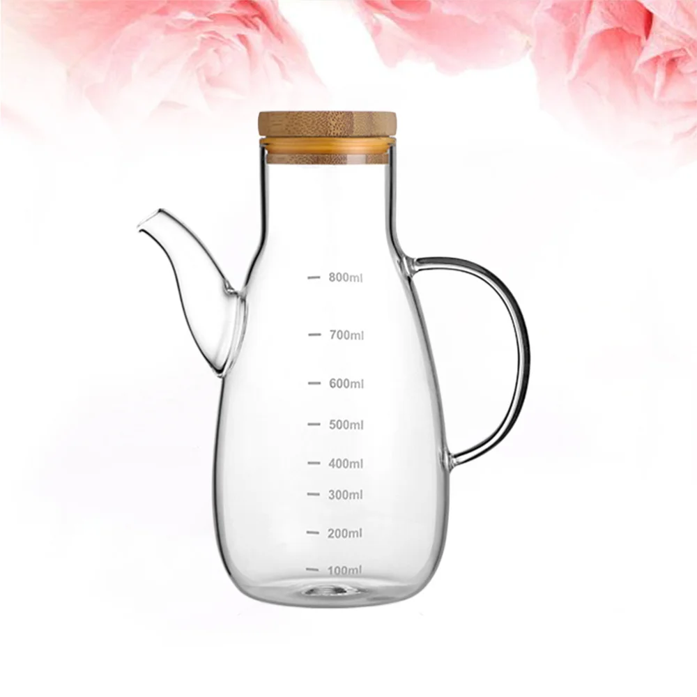 

500ml High Borosilicate Glass Oiler Leak-Proof Oil Pot Home Kitchen Oil Bottle with Scale Suitable for Oil Liquid Vinegar