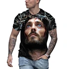 Футболка мужская с 3D-принтом Иисуса, Повседневная быстросохнущая дышащая рубашка оверсайз с круглым вырезом и короткими рукавами, уличная одежда