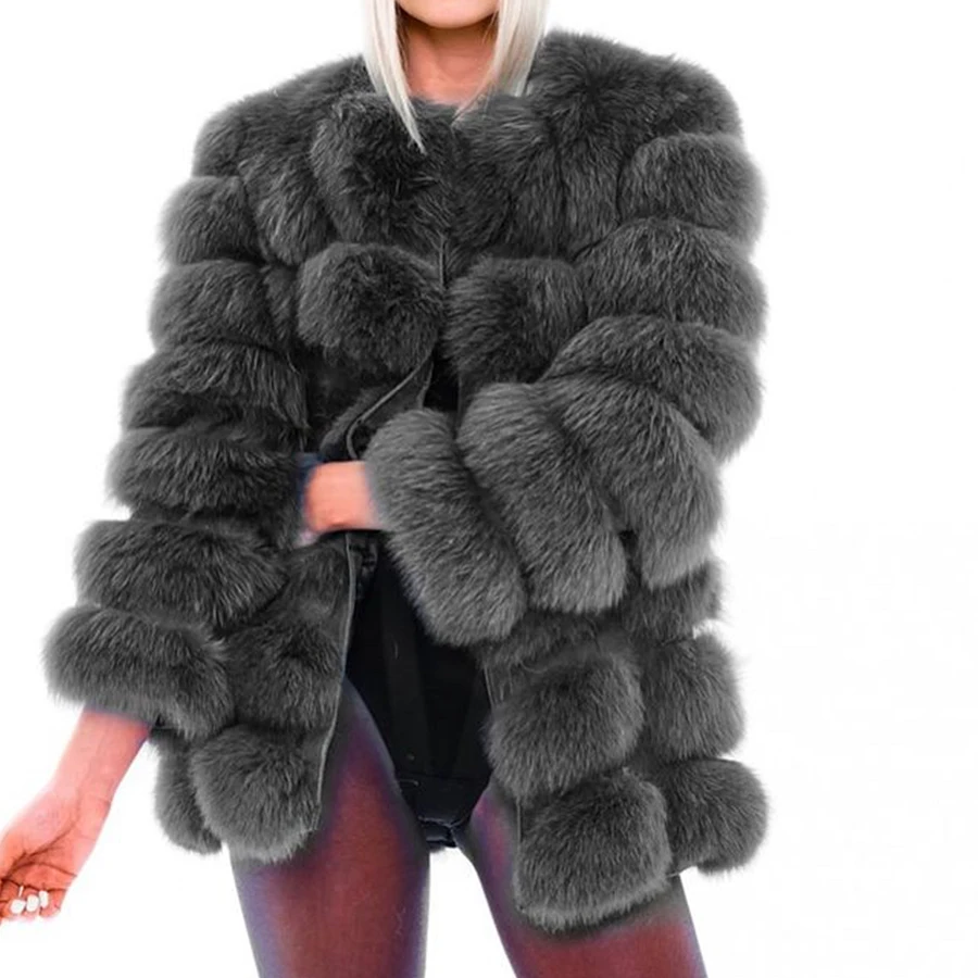

Winter Coat Real Fox Fur Jacket Overcoat 2021 New Women Warm Thick Outwear