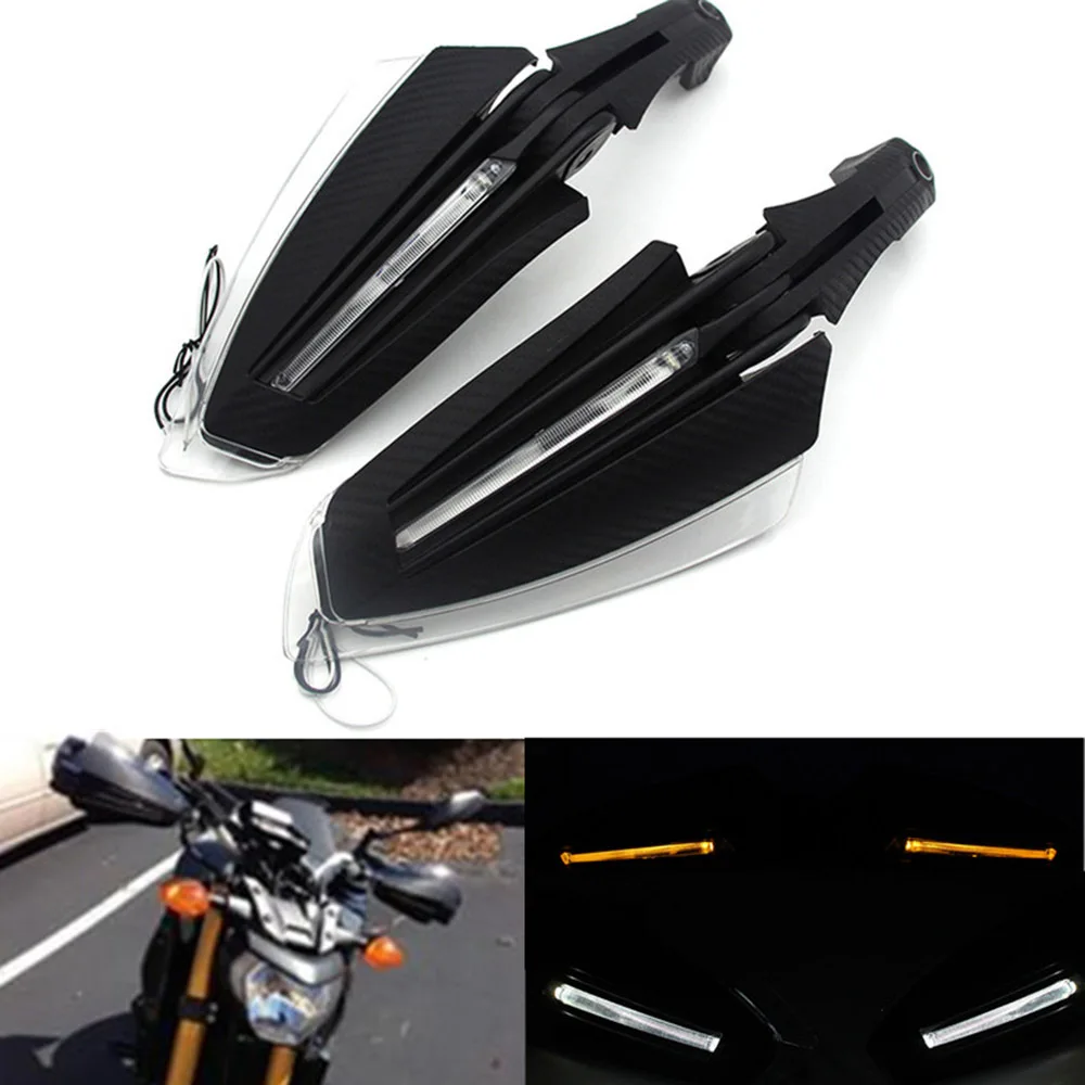 

2PCS Motorcycle Hand Guards LED Turn Signal Light Hand Brush Guards Protection Handguards