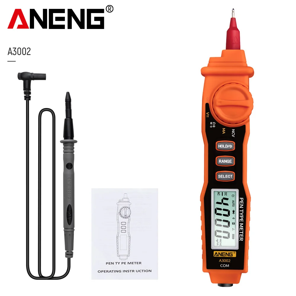 

ANENG A3002 Pen Type Multimeter High Precision 4000 Counts Non Contac AC/DC Voltage Resistance Diode Continuity Tester Tool