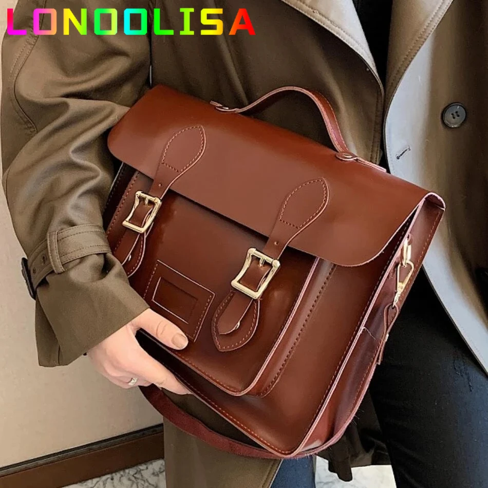 

Винтажный вместительный студенческий рюкзак из искусственной кожи, женская сумка через плечо, высококачественный ранец для книг, школьный ...