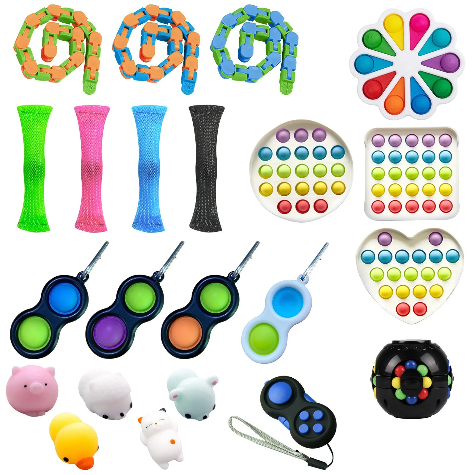20 Pack Toys Set New Push Bubble Sensory Fidget Toys Антистресс Stress Reliever Toy Squeeze Toys Fidget Stress Anxiet Поп Ит