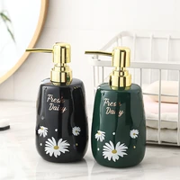 ceramics liquid soap dispenser bathroom shampoo shower gel bottle with gold press head round type bath hardware gifts 450ml