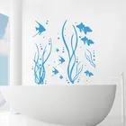 Виниловая наклейка на стену с изображением морских обитателей, морских животных, рыб, морских водорослей, украшение для дома, ванной комнаты и уборной, морские наклейки, фрески 3669