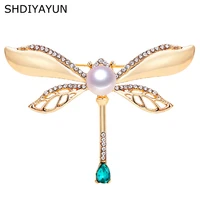 shdiyayun 2019 new pearl brooch vintage dragonfly brooch for women gold brooch pins natural freshwater pearl jewelry decoration