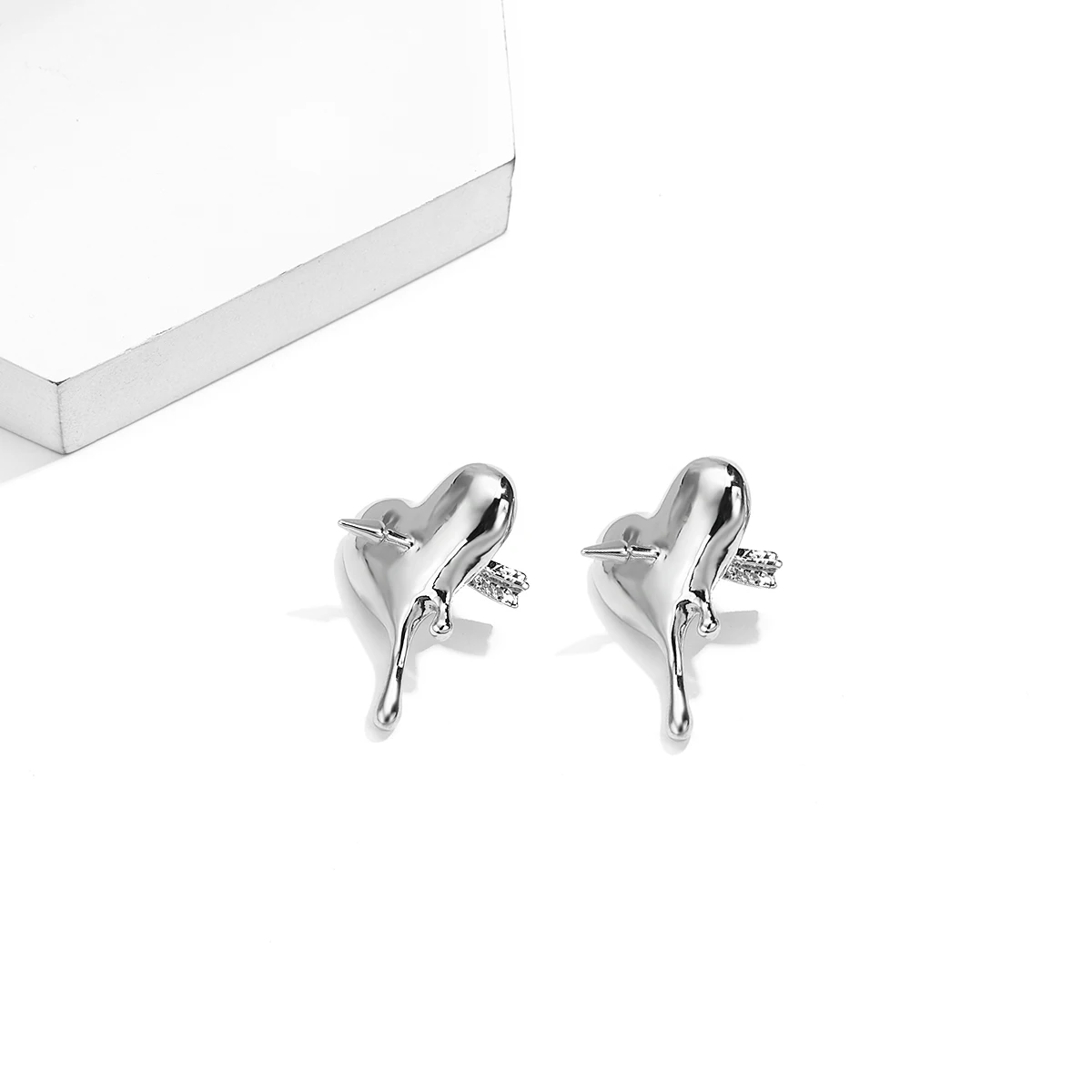

Flashbuy New Design Irregular Silver Color Heart Earrings for Woman Statement Love Metal Water Drop Earrings Fashion Jewelry