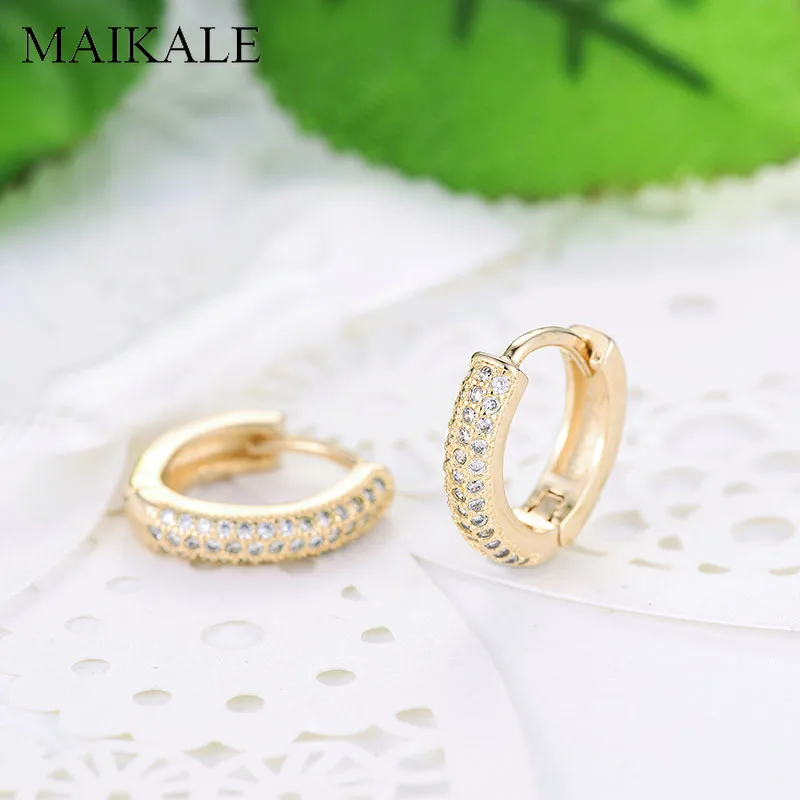 Серьги пусеты MAIKALE круглые серьги золотого и серебряного цвета с кубическим