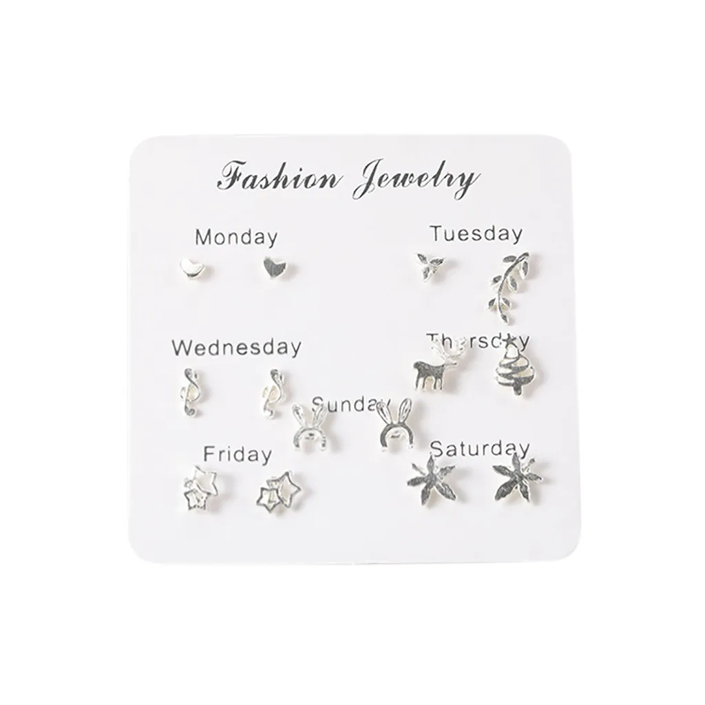 7 пар простой набор серьги темперамент модные корейский кленовый лист Примечание
