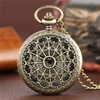 hot sale vintage bronze web spider antique clock necklace chain pendant watch medical nursing p01