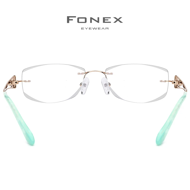 FONEX титановые очки без оправы, женские ультралегкие роскошные очки с кристаллами и алмазной окантовкой, оптические очки 974