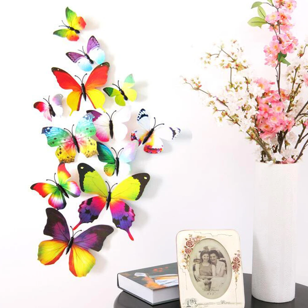 12 шт. 3D наклейки на стену в виде бабочек|Наклейки стену| |