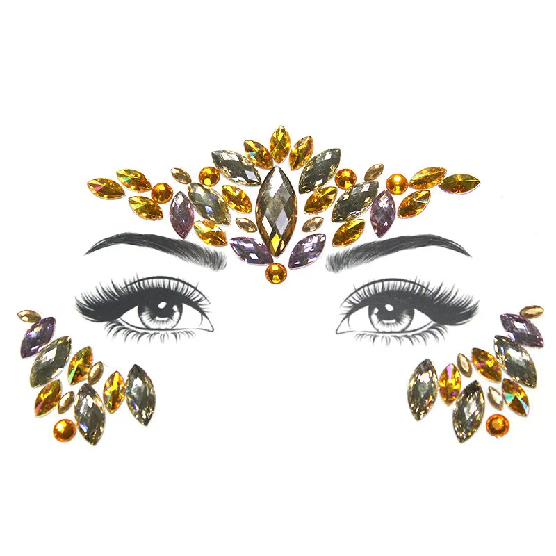 Party Decoration Face Stickers Acrylic Crystal Resin Drill Stick Brow Angle Self-Adhesive Backing DIY Phone Case | Дом и сад