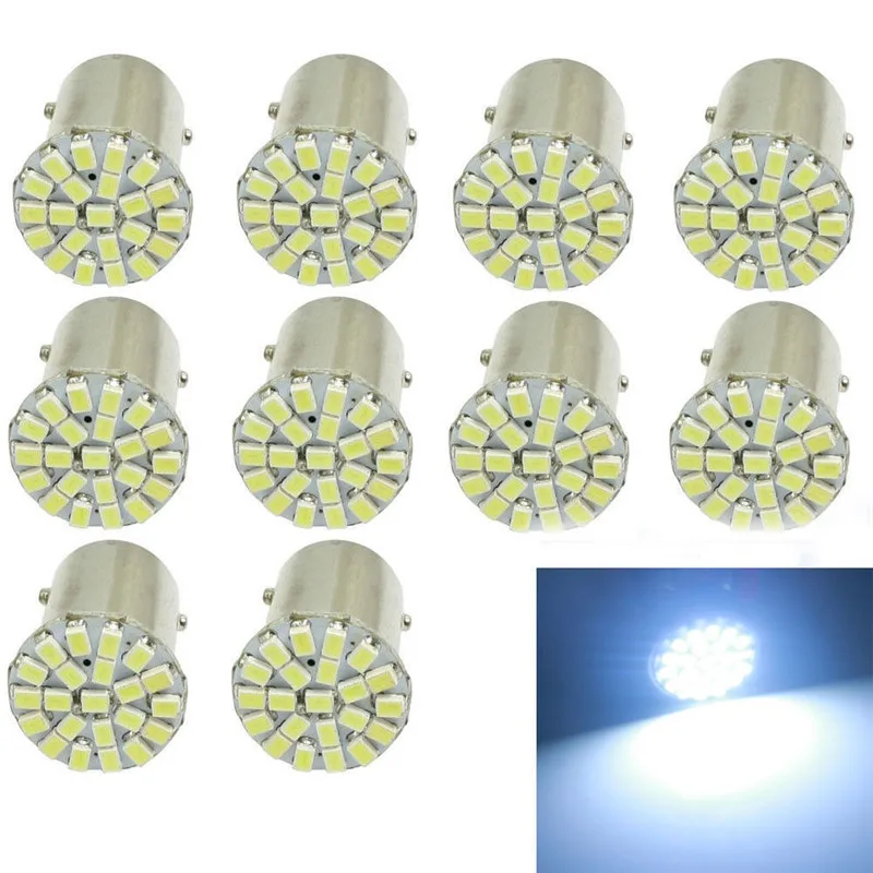 

10pcs 1156 3014 22SMD Turn Signal 80LM 2.2W Universal AUTO LED Trunk Parking Brake Backup Wedge Tail Bulb License Plate Light