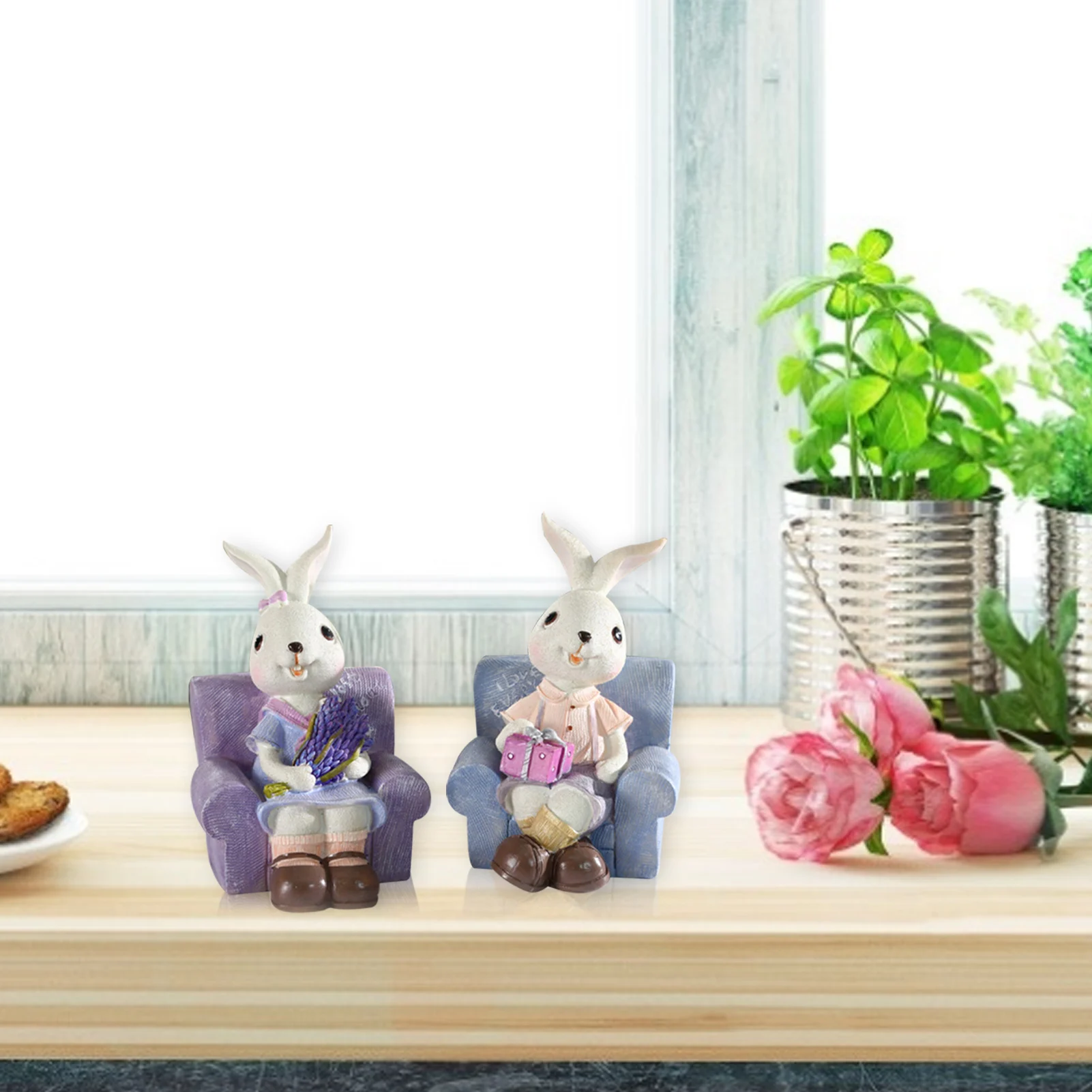 

Easter Bunny Resin Figurine Table Ornament Statue Home Decoration